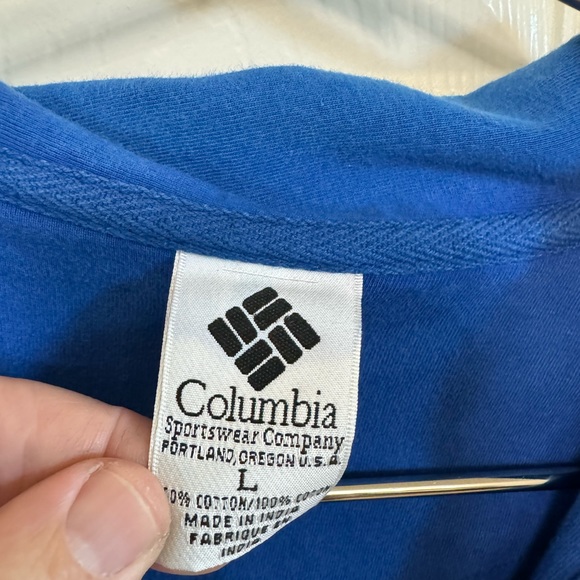 Vintage Retro Columbia Sport Cotton 90s Blue & White Polo Shirt MINTY - Picture 5 of 6